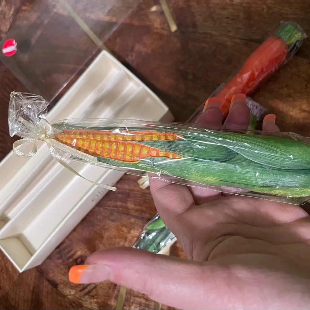 Vtg IHR Germany Vegetable Candle Set: Corn, Carrot & Onion (Sealed, Boxed)